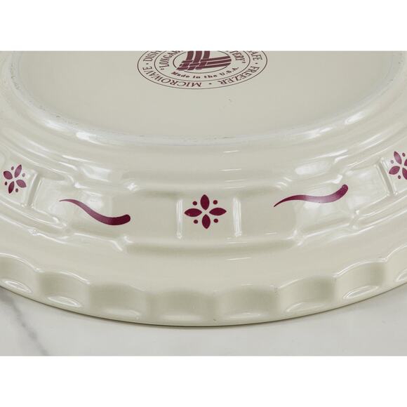 Longaberger Pottery Pie Dish Baking Plate Woven Traditions 10" Made In USA Vtg - Picture 11 of 16